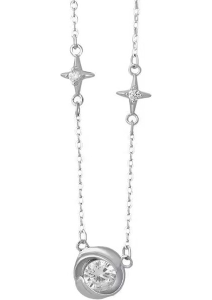 BINRONG0509 Gümüş Möbius Halkalı Zirkon Taşlı Kolye (Yurt Dışından)