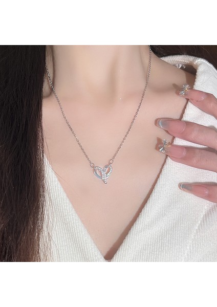 BINRONG0356 Gümüş Kalp Zirkon Kolye (Yurt Dışından) fiyatları