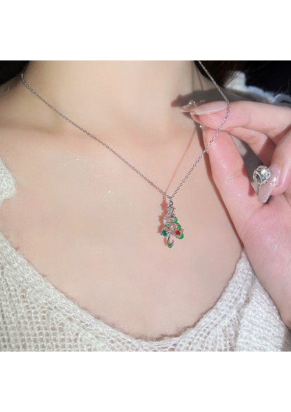 BINRONG0376 Gümüş Yılbaşı Ağacı Yeşil Zirkon Kolye (Yurt Dışından) fiyatları