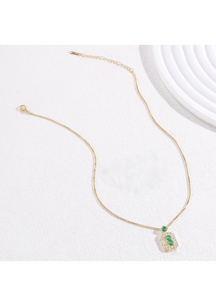 BINRONG0091 Altın Zümrüt Zirkon Kolye (Yurt Dışından) fiyatları