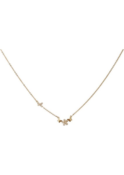 BINRONG0331 Altın Kelebek Zirkon Kolye (Yurt Dışından)