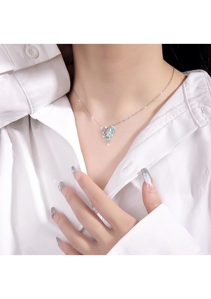 BINRONG0407 Gümüş Yıldız ve Ay Zirkon Taşlı Kolye (Yurt Dışından) fiyatları