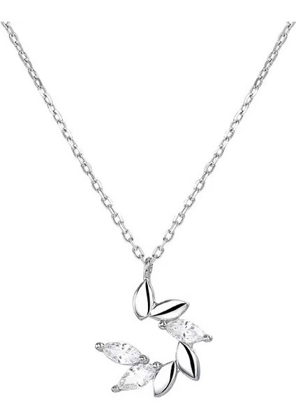 BINRONG0335 Gümüş Buğday Zirkon Kolye (Yurt Dışından)