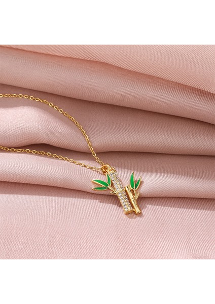 BINRONG0210 Altın Bambu Tarzı Zirkonyum Kolye (Yurt Dışından) fiyatları