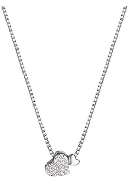 BINRONG0448 Gümüş Kalp Zirkon Kolye (Yurt Dışından)