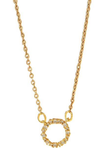 BINRONG0490 Altın Kesimli Yuvarlak Zirkon Kolye (Yurt Dışından)