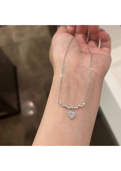 BINRONG0487 Gümüş Kalp Zirkon Kolye (Yurt Dışından) fiyatları