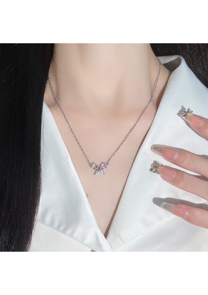 BINRONG0342 Gümüş Kurdele Zirkon Taşlı Kolye (Yurt Dışından) fiyatları