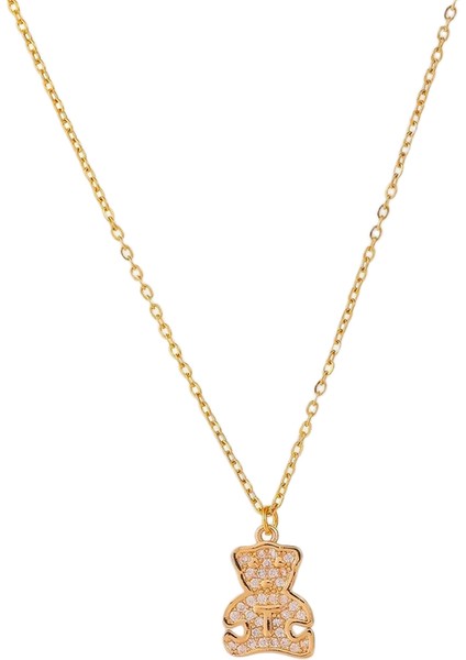 BINRONG0034 Altın Ayı Zirkon Kolye (Yurt Dışından)