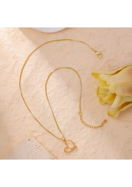 BINRONG0019 Altın Içi Boş Kalp Zirkon Kolye (Yurt Dışından) fiyatları