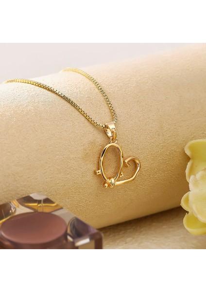 BINRONG0019 Altın Içi Boş Kalp Zirkon Kolye (Yurt Dışından) modelleri