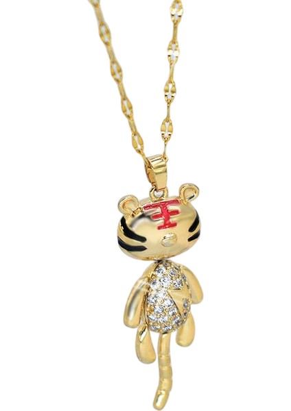 BINRONG0242 Altın Kaplan Zirkonyum Kolye (Yurt Dışından)