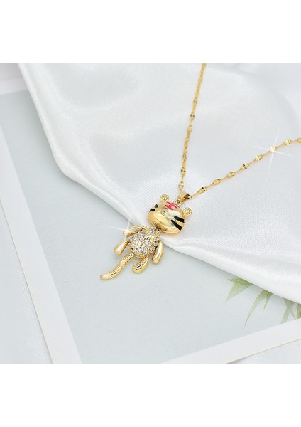 BINRONG0242 Altın Kaplan Zirkonyum Kolye (Yurt Dışından) fiyatları