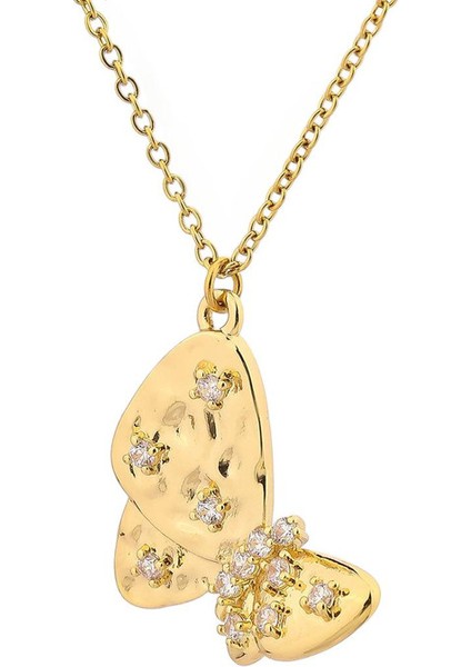 BINRONG0012 Altın Asimetrik Kelebek Zirkon Kolye (Yurt Dışından)