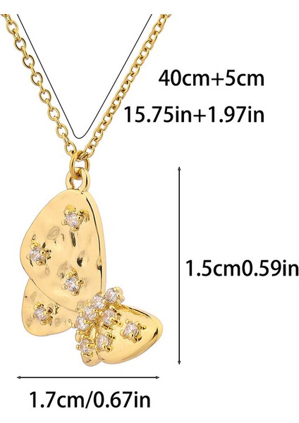 BINRONG0012 Altın Asimetrik Kelebek Zirkon Kolye (Yurt Dışından) fiyatları