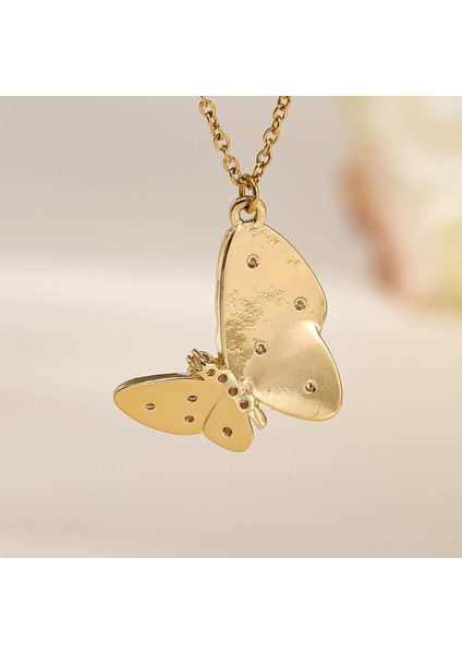 BINRONG0012 Altın Asimetrik Kelebek Zirkon Kolye (Yurt Dışından) modelleri