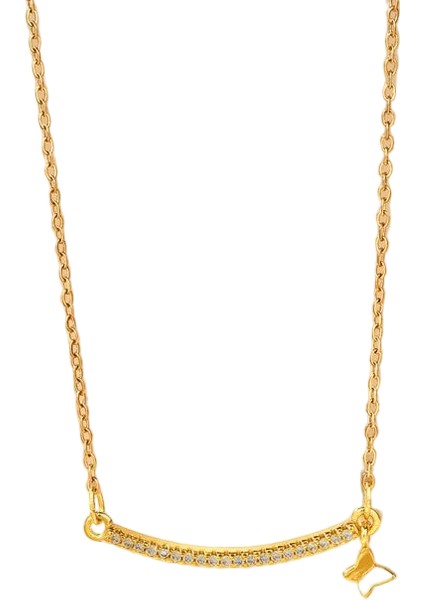 BINRONG0481 Altın Smile Zirkon Kolye (Yurt Dışından)