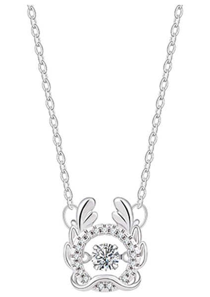 BINRONG0360 Gümüş Ruh Ejderha Kelebek Zirkon Taşlı Kolye (Yurt Dışından)