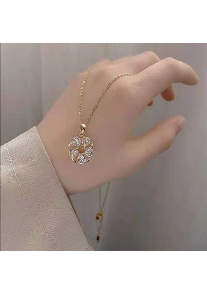 BINRONG0267 Altın Renkli Yuvarlak Kristal Çiçek Zirkon Kolye (Yurt Dışından) fiyatları