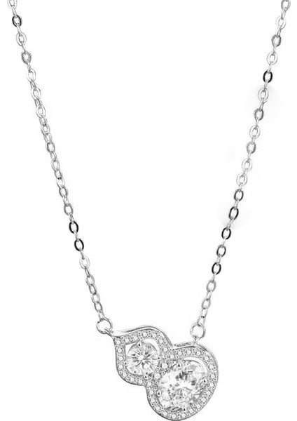 BINRONG0508 Gümüş Su Kabağı Zirkon Taşlı Kolye (Yurt Dışından)