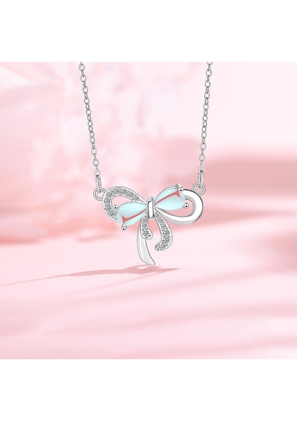 BINRONG0293 Gümüş Kurdele Zirkon Taşlı Kolye (Yurt Dışından) fiyatları