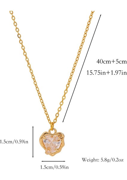 BINRONG009 Altın Düzensiz Kalp Zirkon Kolye (Yurt Dışından) fiyatları