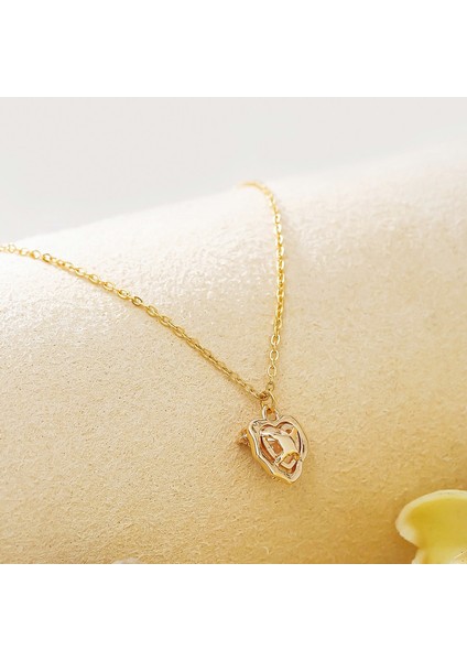 BINRONG009 Altın Düzensiz Kalp Zirkon Kolye (Yurt Dışından) modelleri