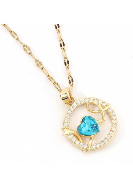 BINRONG0134 Altın Yuvarlak Kalp Zirkon Kolye (Yurt Dışından)