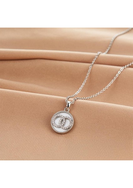 BINRONG0126 Gümüş Monogramlı Zirkonyum Kolye (Yurt Dışından) fiyatları