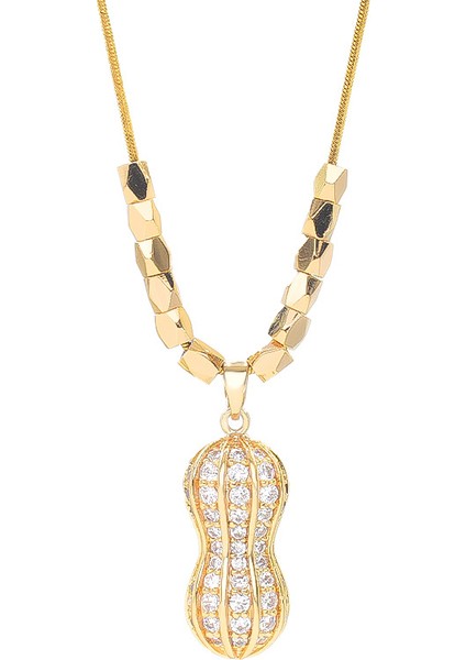 BINRONG0066 Altın Fıstık Zirkonyum Kolye (Yurt Dışından)