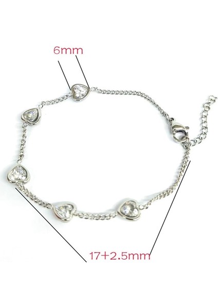 En Çok Satan Tüm Uyumlu Aşk Kakmalı Zirkonyum Zincir Paslanmaz Çelik Bilezik Günlük Stil Şık Giyim Aksesuarları (Yurt Dışından)