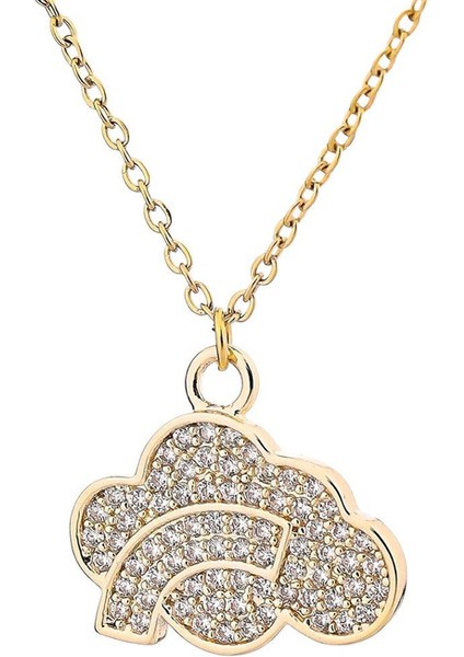 BINRONG0013 Altın Bulut Zirkon Kolye (Yurt Dışından)