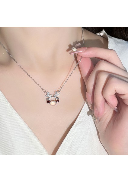 BINRONG0358 Gümüş Yılbaşı Geyik Zirkon Kolye (Yurt Dışından) fiyatları