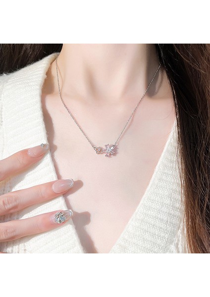 BINRONG0369 Gümüş Şeftali Pembe Zirkon Taşlı Kolye (Yurt Dışından) fiyatları