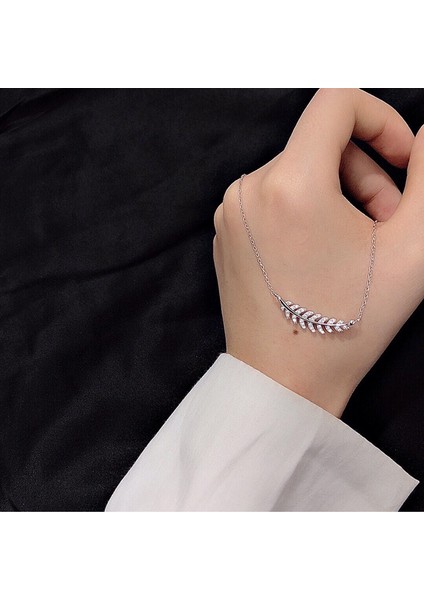 BINRONG0437 Gümüş Yaprak Şeklinde Zirkonyum Kolye (Yurt Dışından) fiyatları