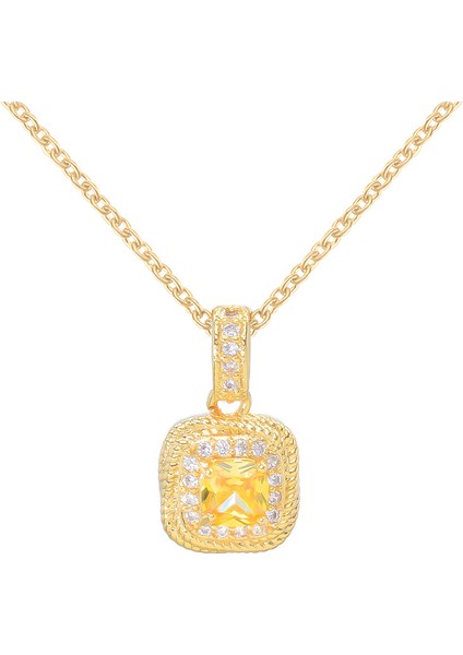 BINRONG0149 Altın Küçük Kare Zirkon Kolye (Yurt Dışından)