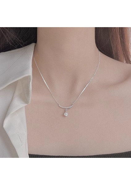 BINRONG0495 Gümüş Gülümseyen Zirkon Taşlı Kolye (Yurt Dışından) fiyatları