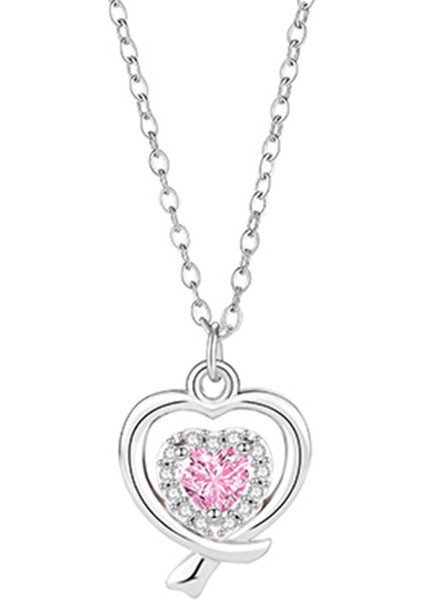 BINRONG0364 Gümüş Kalp Zirkon Kolye (Yurt Dışından)