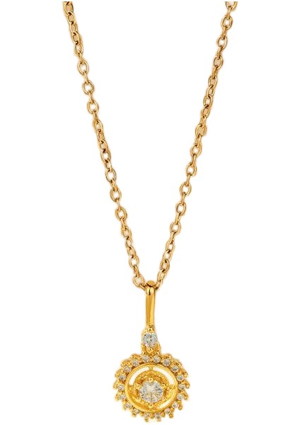 BINRONG0479 Altın Kader Usturlap Zirkon Kolye (Yurt Dışından)