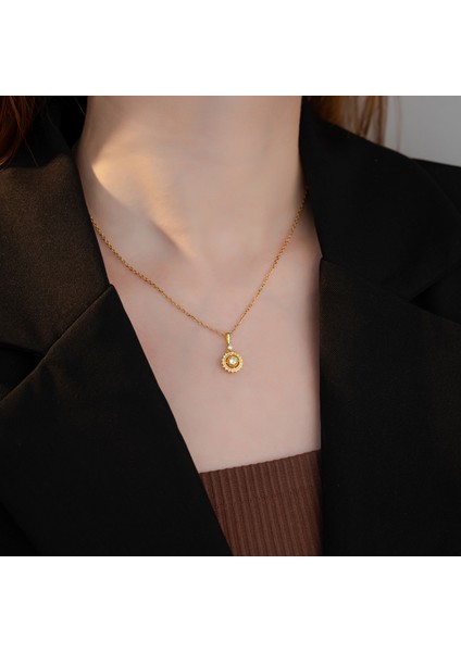 BINRONG0479 Altın Kader Usturlap Zirkon Kolye (Yurt Dışından) fiyatları