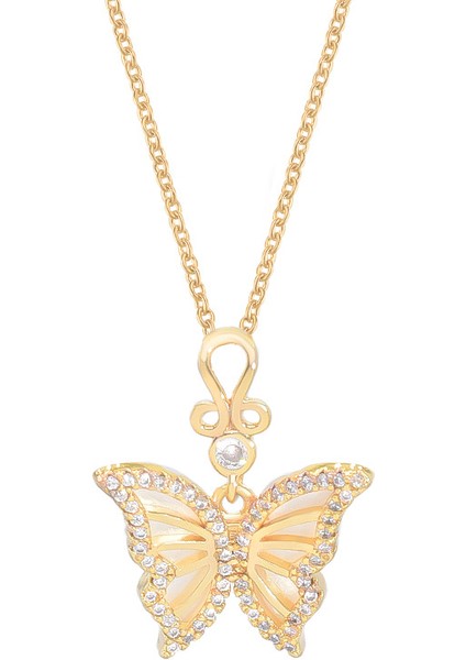 BINRONG0180 Altın Kelebek Zirkonyum Kolye (Yurt Dışından)