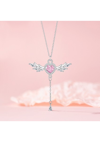 BINRONG0292 Gümüş Melek Kalp Zirkon Kolye (Yurt Dışından) fiyatları