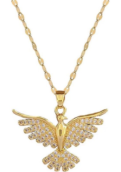 BINRONG0120 Altın Anka Zirkon Taşlı Kolye (Yurt Dışından)