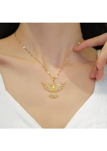 BINRONG0120 Altın Anka Zirkon Taşlı Kolye (Yurt Dışından) fiyatları