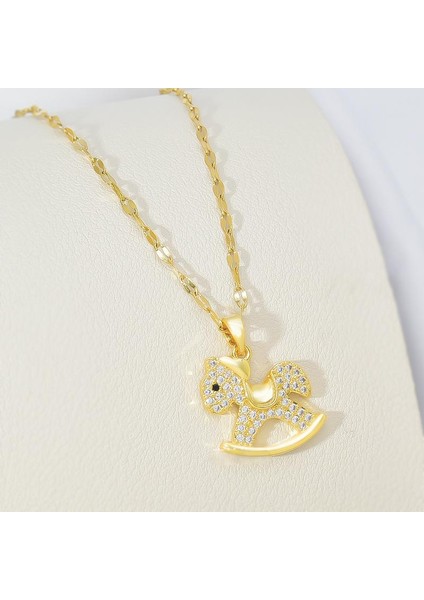 BINRONG0167 Altın Renkli Sevimli Truva Atı Zirkonyum Kolye (Yurt Dışından) fiyatları