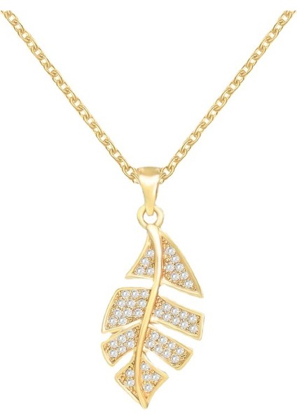 BINRONG0226 Altın Yaprak Zirkon Kolye (Yurt Dışından)