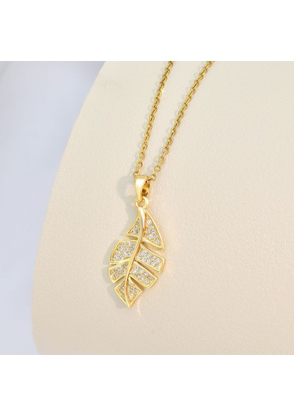 BINRONG0226 Altın Yaprak Zirkon Kolye (Yurt Dışından) fiyatları