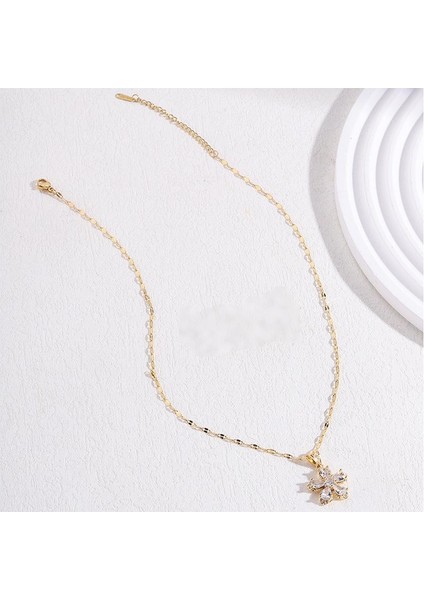 BINRONG0059 Altın Beş Yapraklı Çiçek Zirkon Kolye (Yurt Dışından) fiyatları