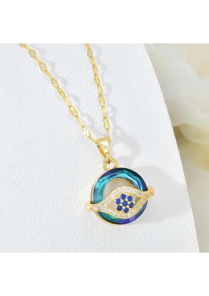 BINRONG0143 Yuvarlak Mavi Göz Zirkon Kolye (Yurt Dışından) fiyatları