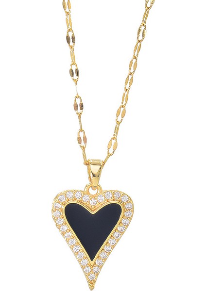 BINRONG0166 Altın Kalp Zirkonyum Kolye (Yurt Dışından)